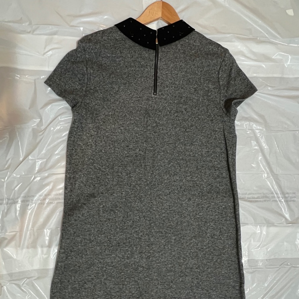 NWT LOFT Embellished Black Peter Pan Collared Knit Shift Dress in Gray Size L - Picture 4 of 13